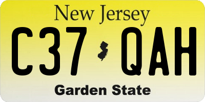 NJ license plate C37QAH