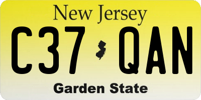 NJ license plate C37QAN