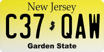 NJ license plate C37QAW