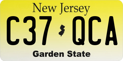 NJ license plate C37QCA