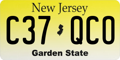 NJ license plate C37QCO