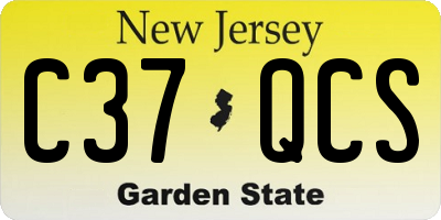 NJ license plate C37QCS