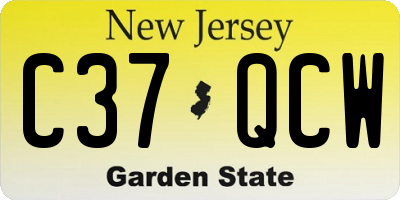 NJ license plate C37QCW