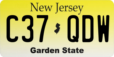 NJ license plate C37QDW