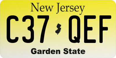 NJ license plate C37QEF