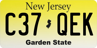 NJ license plate C37QEK