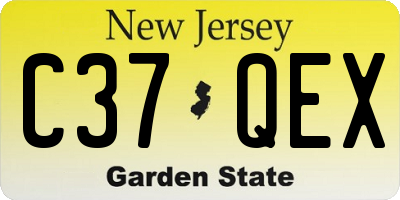 NJ license plate C37QEX