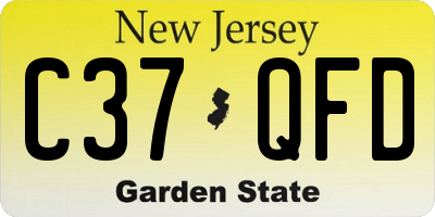 NJ license plate C37QFD