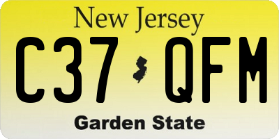 NJ license plate C37QFM