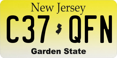 NJ license plate C37QFN