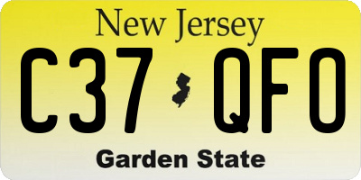 NJ license plate C37QFO