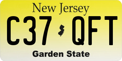 NJ license plate C37QFT