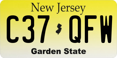 NJ license plate C37QFW