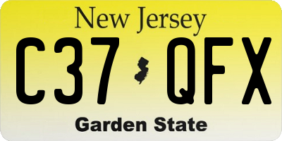 NJ license plate C37QFX