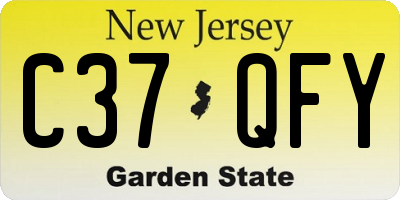NJ license plate C37QFY