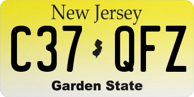 NJ license plate C37QFZ