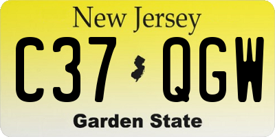 NJ license plate C37QGW
