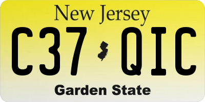 NJ license plate C37QIC