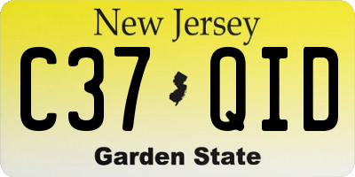 NJ license plate C37QID