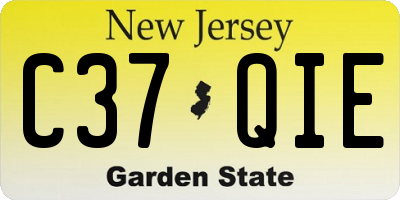 NJ license plate C37QIE