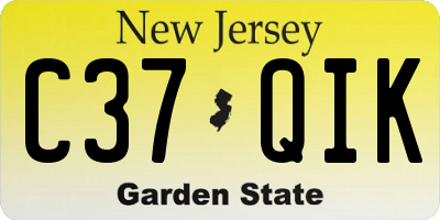 NJ license plate C37QIK