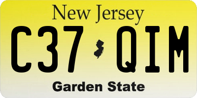 NJ license plate C37QIM