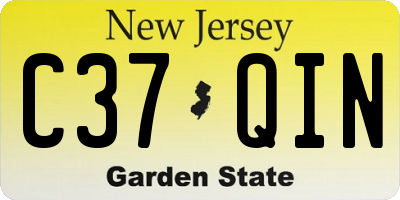 NJ license plate C37QIN