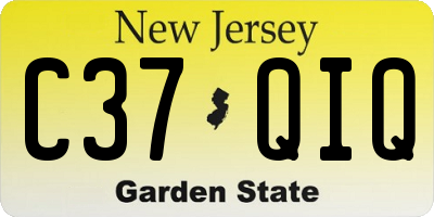 NJ license plate C37QIQ