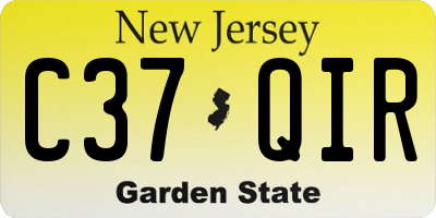 NJ license plate C37QIR
