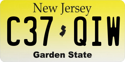 NJ license plate C37QIW