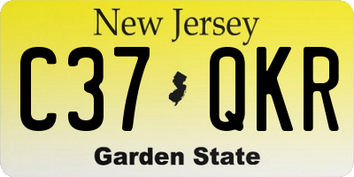 NJ license plate C37QKR
