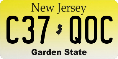NJ license plate C37QOC