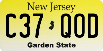 NJ license plate C37QOD