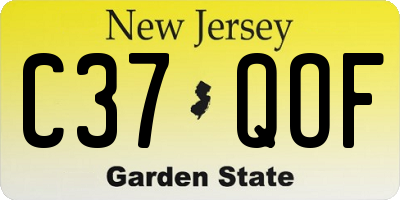 NJ license plate C37QOF