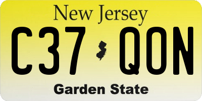 NJ license plate C37QON