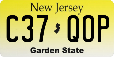NJ license plate C37QOP