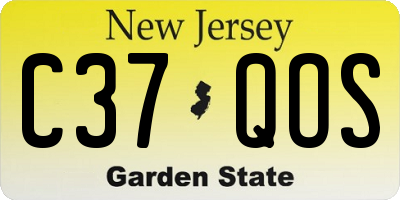 NJ license plate C37QOS