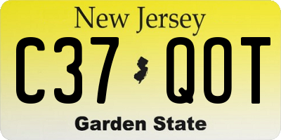 NJ license plate C37QOT
