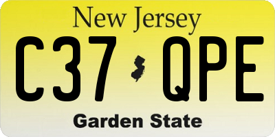 NJ license plate C37QPE