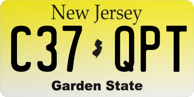 NJ license plate C37QPT