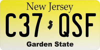NJ license plate C37QSF