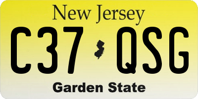 NJ license plate C37QSG