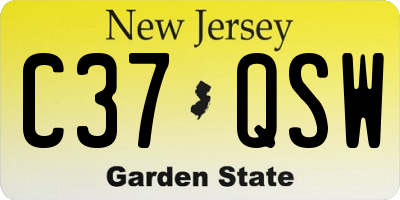 NJ license plate C37QSW