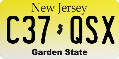 NJ license plate C37QSX