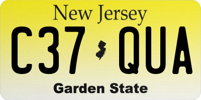 NJ license plate C37QUA