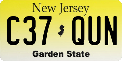 NJ license plate C37QUN