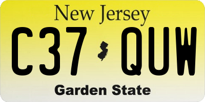 NJ license plate C37QUW