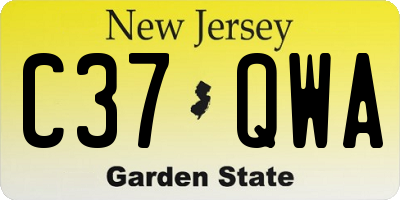 NJ license plate C37QWA