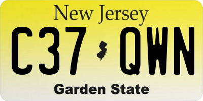 NJ license plate C37QWN