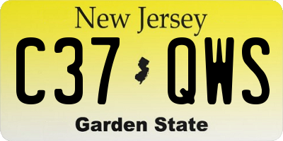 NJ license plate C37QWS